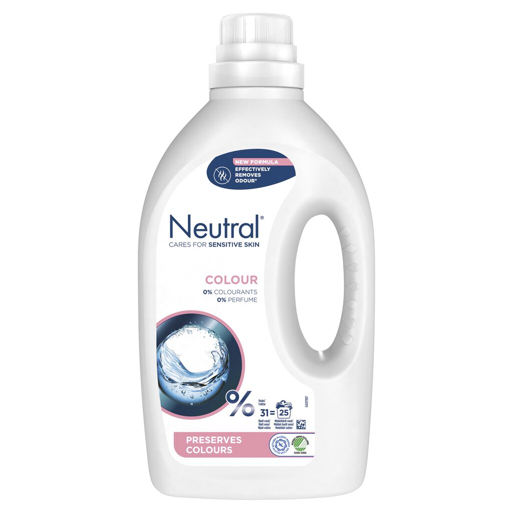 Neutral Flytande Color 6x1.25L - Neutral Flytande Tvättmedel Colour Parfymfri är lämpligt för maskin- och handtvätt och särskilt utvecklat för känslig hud.
